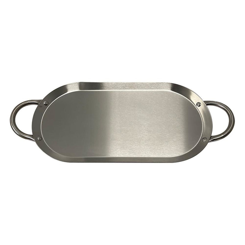 17" x 8-1/2"&nbsp; Stainless Steel Oval Serving Platter – Ottoman Tray with Handles for Kitchen, Parties &amp; Decorative Display