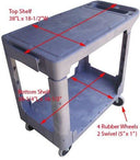 Plastic 2 Shelves Trays FLAT SERVICE CART 500lbs Capacity