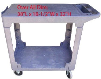 Plastic 2 Shelves Trays FLAT SERVICE CART 500lbs Capacity