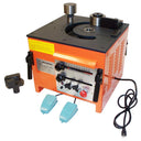 Professional-grade steel rebar bender with dual pedal operation and angle gauge