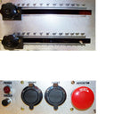 Industrial orange rebar bender for steel rods with dual foot pedals and wiring