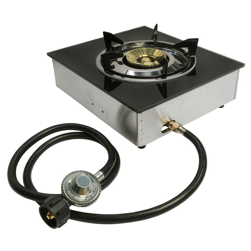 Portable 12" Glass Top Cooktop Single Burner Propane Stove Gas Cooker  10,000 BTU/h Ipg Regulator