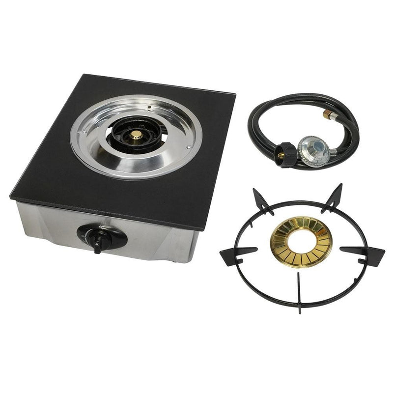 Portable 12" Glass Top Cooktop Single Burner Propane Stove Gas Cooker  10,000 BTU/h Ipg Regulator