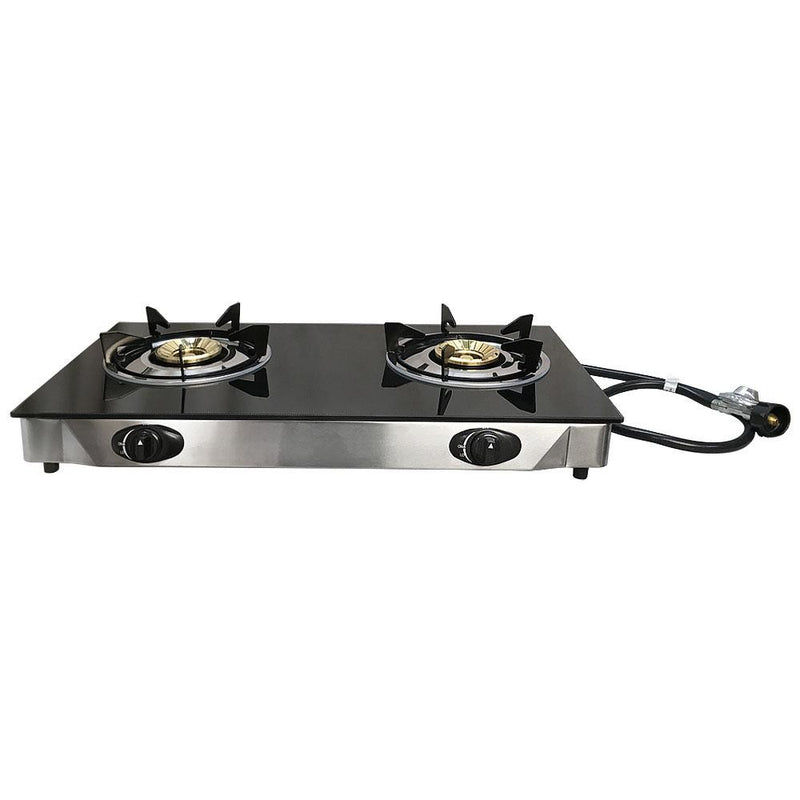 Portable 28" Glass Top Propane Double Stove Dual Gas 2 Burner 20,000 BTU/h Cooktop Cooker Ipg Regulator