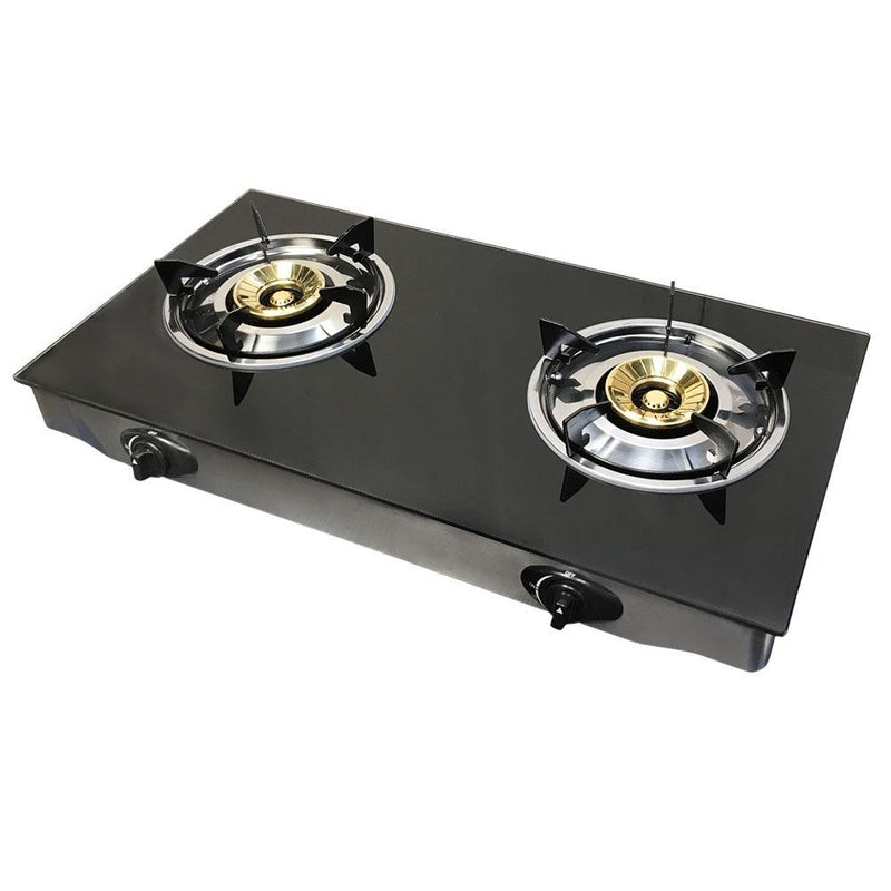 Portable 28" Glass Top Propane Double Stove Dual Gas 2 Burner 20,000 BTU/h Cooktop Cooker Ipg Regulator