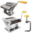 7" Manual Stainless Steel Pasta Maker, Hand Crank Noodle Machine with 3 Pasta Types for Spaghetti, Fettuccine & Lasagna