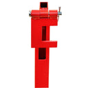 Farm and construction T-post lifter with strong steel frame and pivoting action.
