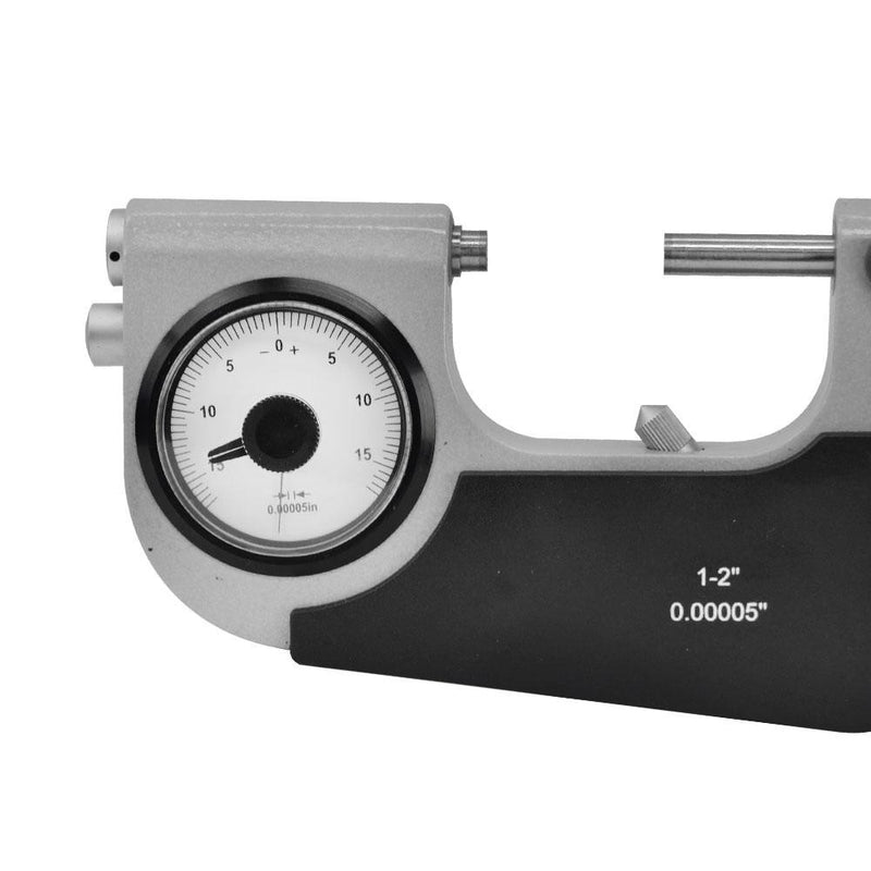 Range 1-2" Dial Indicating Micrometer Snap Gage Indicator Grad .00005" With Case