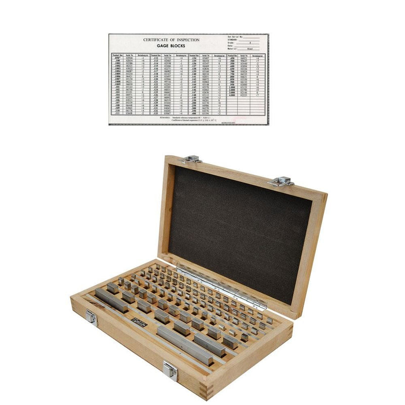 RECTANGULAR GAGE BLOCK SET 81 PC 0.050-4" GRADE 3 W/ CERTIFICATE OF INSPECTION
