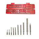 SDS Plus drill bits for rotary tools stored in red plastic case