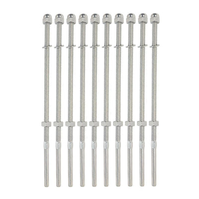 Set 10 Pcs 316 Stainless Steel Right Hand Swage Threaded Stud End Fitting For 1/8" Cable