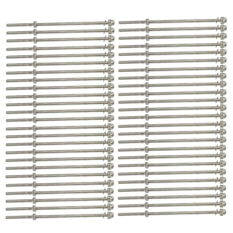 Set 50 Pcs 316 Stainless Steel Right Hand Swage Threaded Stud End Fitting For 1/8" Cable