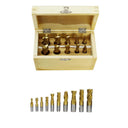 Set Of 10 PC 1/4''-3/4''  HSS 2 & 4 Flut End Mill Set Tin Coated Single End Shank Mills