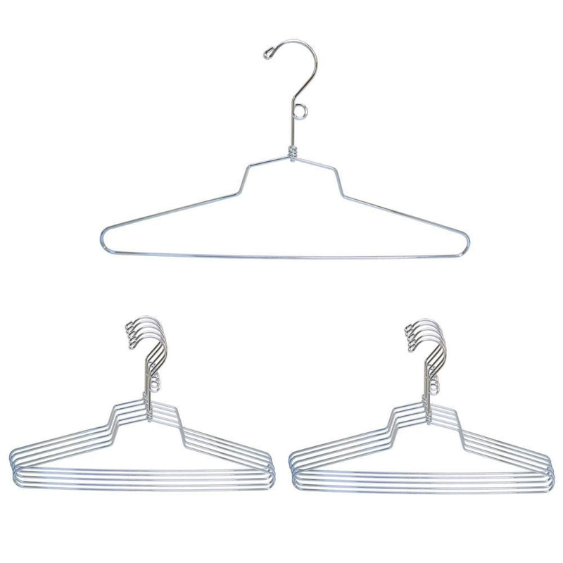 Set Of 10 Pc 16" Dress Hanger Clothes Hangers Display Store Fixture Chrome Finish With Loop
