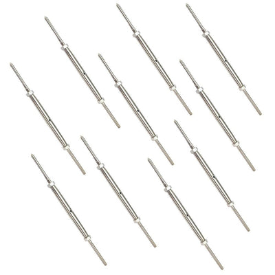 Set Of 10 Pcs 1-1/8'' Long Tensioner For Cable Railing w/ Lag Screw Swage 1/8" Cable