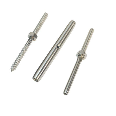 Set Of 10 Pcs 1-1/8'' Long Tensioner For Cable Railing w/ Lag Screw Swage 1/8" Cable
