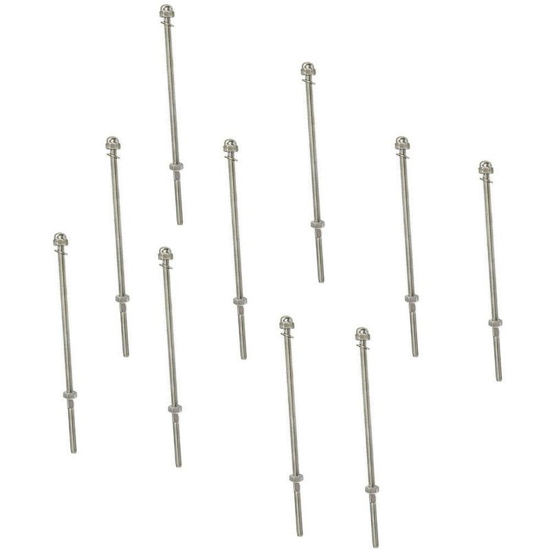 10 Pcs Set Stainless Steel Right Hand Cable Railing Swage Threaded Stud End Fitting for 3/16&