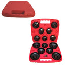 Professional 14 pc oil filter removal cup socket set in plastic case