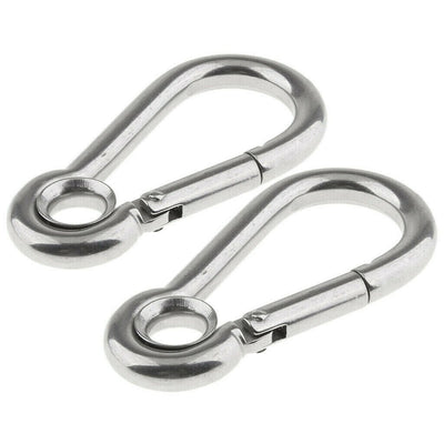 Set Of 2 Pc 11/32'' Boat Marine Stainless Steel Spring Snap Hook Eyelet Carabiner