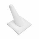 2 Pcs 2-1/8" White Faux Leather Single Finger Ring Display - Jewelry Ring Holder Stand for Engagement & Wedding Rings, Retail Showcase & Counter Display