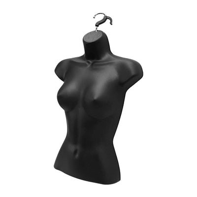 Set Of 2 PC Display Women Torso Female Plastic Hanging Mannequin Body Form Black