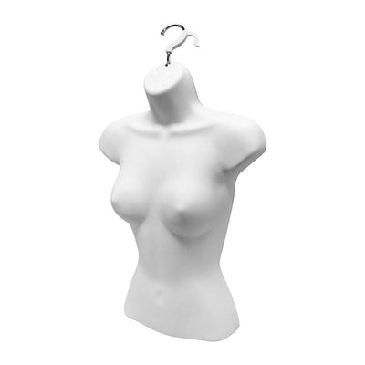 Set Of 2 PC Display Women Torso Female Plastic Hanging Mannequin Body Form White