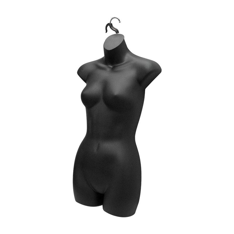 Set Of 2 PC Women Torso Female Plastic Hanging Mannequin Body Shape Form Black