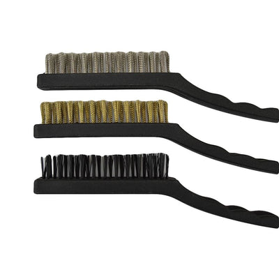 Set Of 3 Pc Mini Wire Brush Stainless Steel Brass Nylon Cleaning Detail Brushes