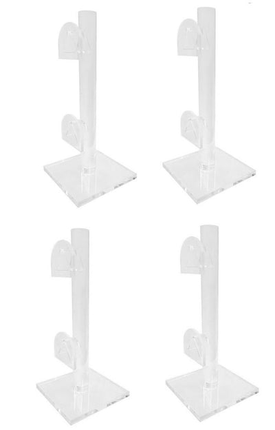 Set of 4 Pc 2 Tier Sunglasses Display Eyewear Stand Holder Counter Top Free Standing - Clear Lucite Acrylic