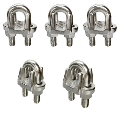 Set Of 5 PC 3/16'' Stainless Steel 316 Heavy Duty Marine Wire Rope Clips Cable Clamp Rig Boat