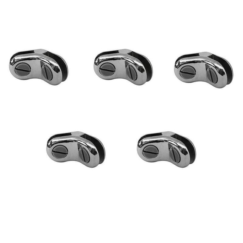 Set Of 5 PC Chrome Metal 120 Degree 2 Way Glass Connector Clips 3/16&