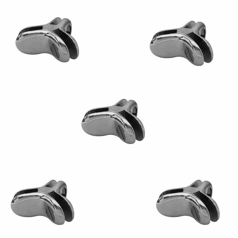 Set Of 5 Pc Chrome Y Style 120 Degree Finish 3 Way Glass Connector Clips 3/16&