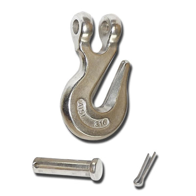 Set Of 5 PC Marine Stainless Steel 316 Clevis Grab Hook 1/4" Towing WLL 1,600 lbs