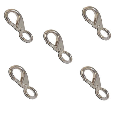 Set Of 5 Pc Stainless Steel Fixed Eye Boat Snap Hook Marine Grade 316 Size #0