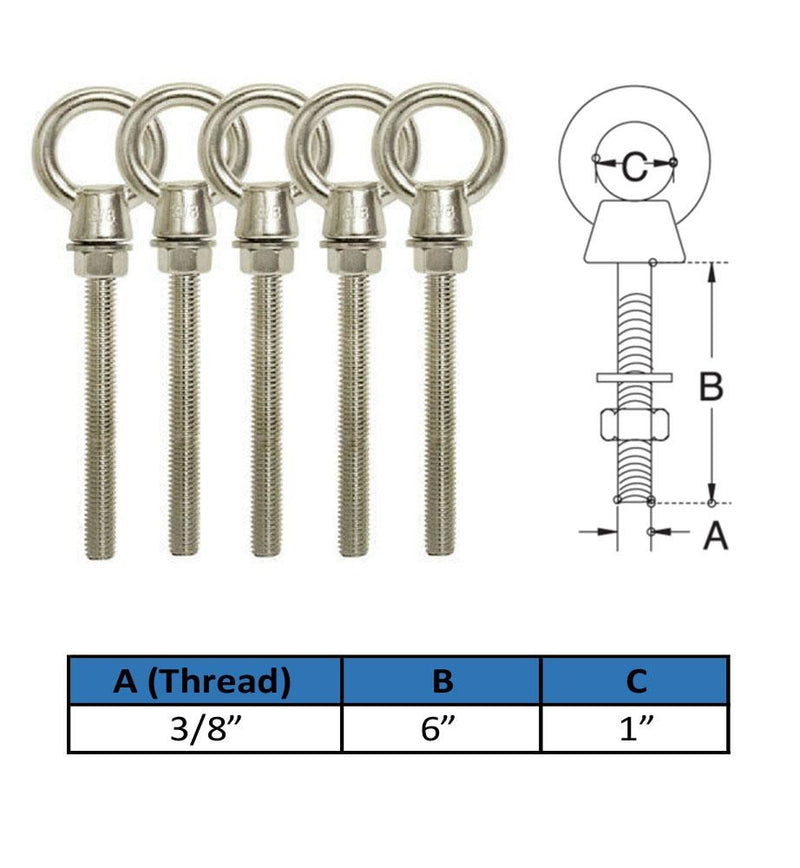Set Of 5 Pc Stainless Steel Marine 3/8&