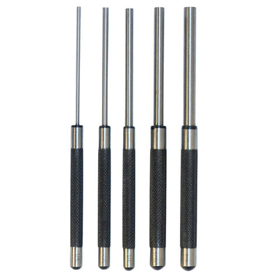 Set Of 5 Pcs Steel 8'' Long Drive Pin Punch Set Knurled body Punches Tool Set