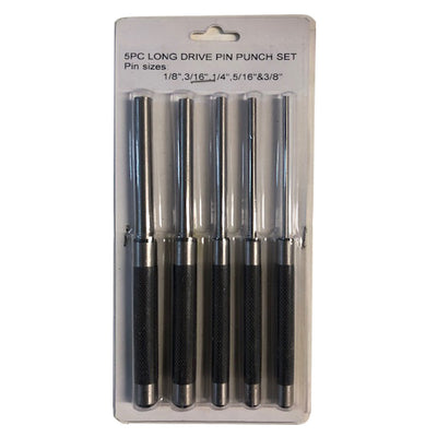 Set Of 5 Pcs Steel 8'' Long Drive Pin Punch Set Knurled body Punches Tool Set