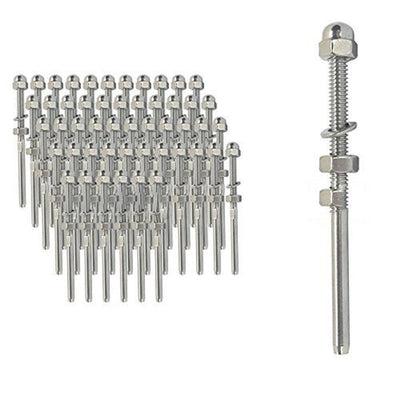 50 PCS 316 Stainless Steel Right Hand Swage Threaded Stud End Fitting for 1/8" Cable