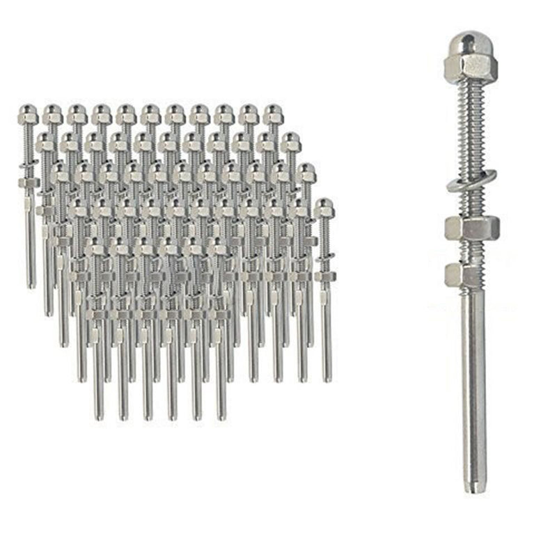 50 PCS 316 Stainless Steel Right Hand Swage Threaded Stud End Fitting for 1/8" Cable