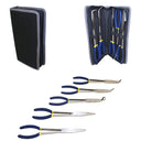 Set Of 5PC 11'' Long Nose Pliers Set Bent Nose, Hose, Cable Hand Tool Pouch Automotive