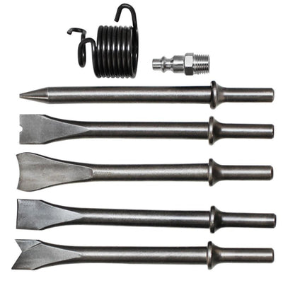 Set Of 7 Pc 7-1/2'' Air Hammer Kit w/ 5 Chisels 190mm 3000RPM 90PSI 1/4'' NPT Air Inlet