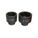 Red carrying box with assorted jumbo impact sockets labeled by size