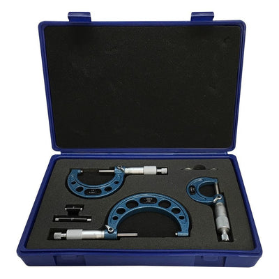 Set Of Outside Micrometer With Standard 0-3'' Range .0001" Graduations