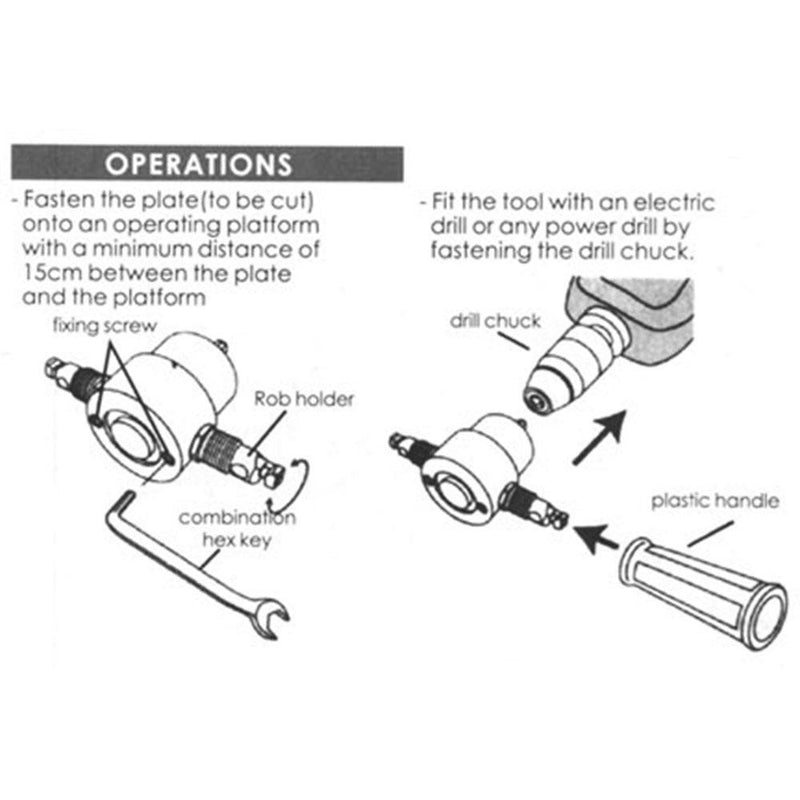 Sheet Metal Nibbler Cutter Drill Attachment 360 Degree