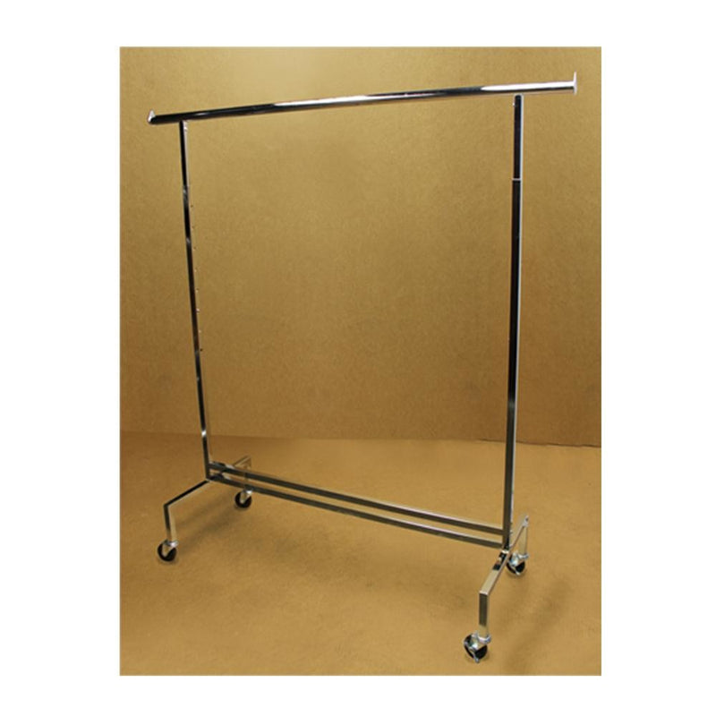 81" H Single Bar Adjustable Clothing Garment Rack Retail Display Hanger with Wheels