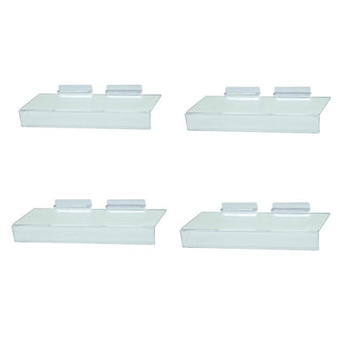 Slatwall Clear Acrylic Shoe Shelf 4'' x 10'' Sign Holding Slot - 4 Pc