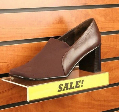 Slatwall Clear Acrylic Shoe Shelf 4'' x 10'' Sign Holding Slot - 4 Pc