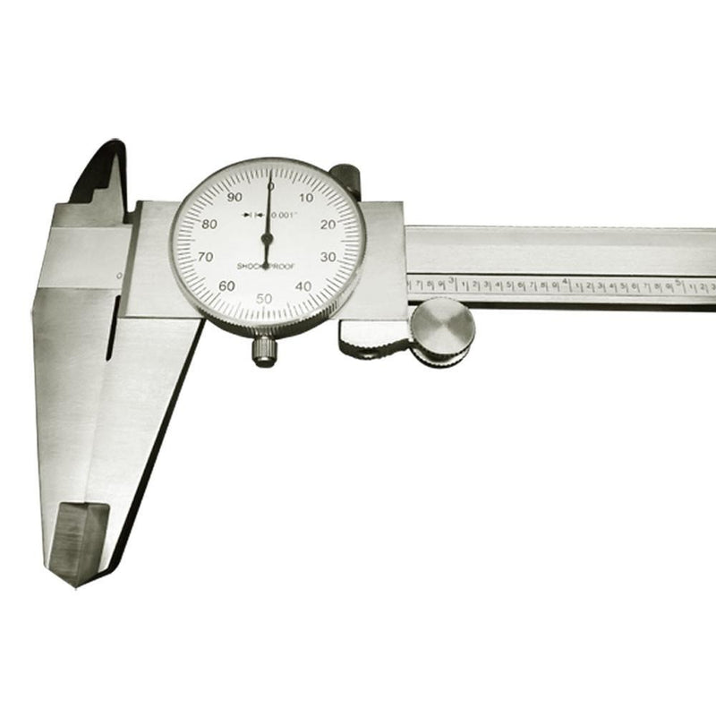 Stainless Steel 12" Mechanical Dial Caliper Measures Outside Inside Ruler Scale