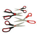 Sharp stainless steel shears set with assorted sizes for office, kitchen, and school projects.