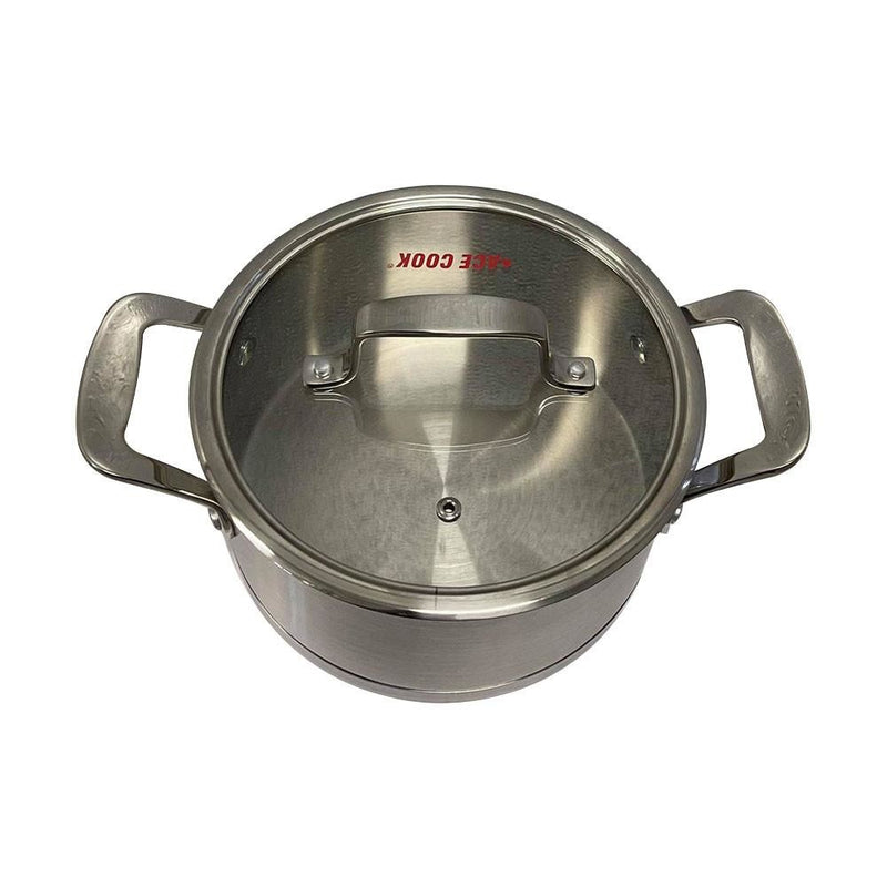 Stainless Steel Stock Pot with Lid, 6-Quart Cooking Pot Pan Cookware
